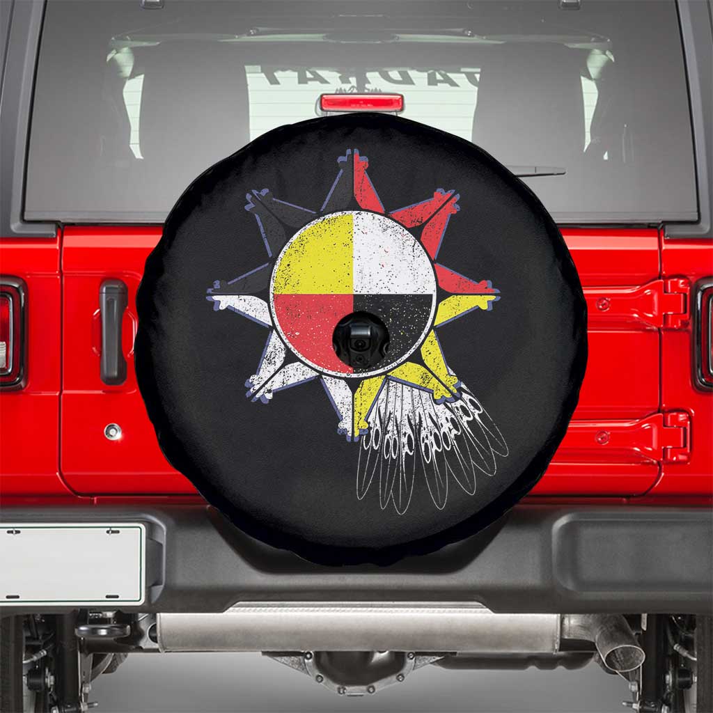 Oglala Lakota Native American Medicine Wheel Feathers Spare Tire Cover TS11 Black Print Your Wear