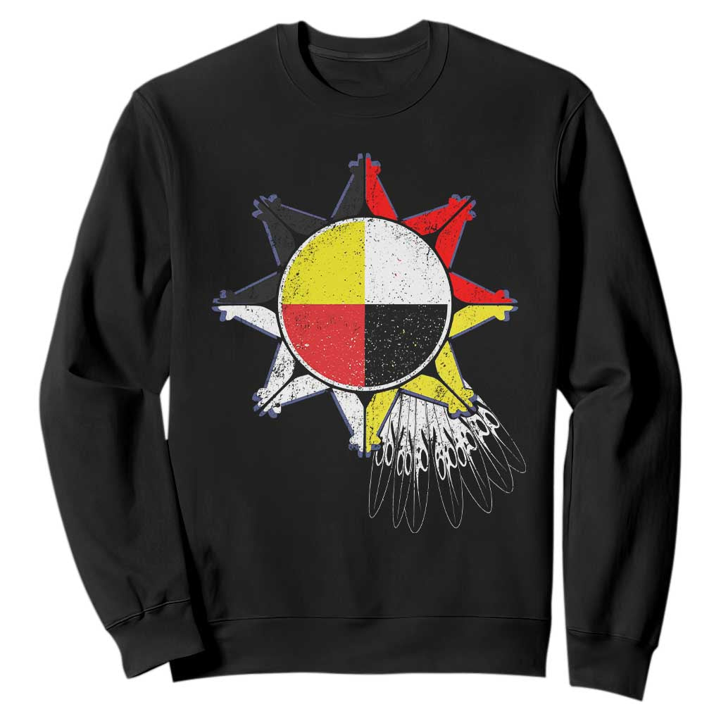 Oglala Lakota Native American Medicine Wheel Feathers Sweatshirt TS11 Black Print Your Wear