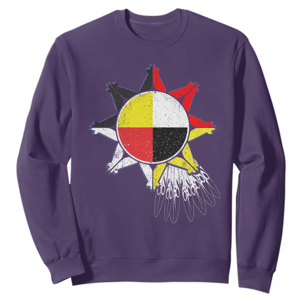 Oglala Lakota Native American Medicine Wheel Feathers Sweatshirt TS11 Purple Print Your Wear