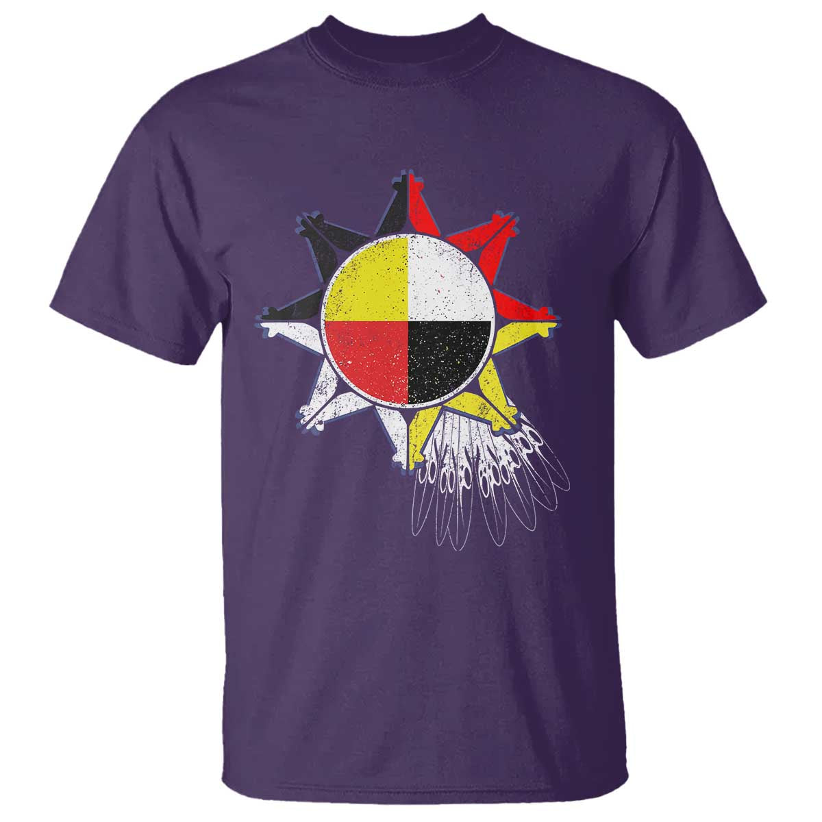 Oglala Lakota Native American Medicine Wheel Feathers T Shirt TS11 Purple Print Your Wear