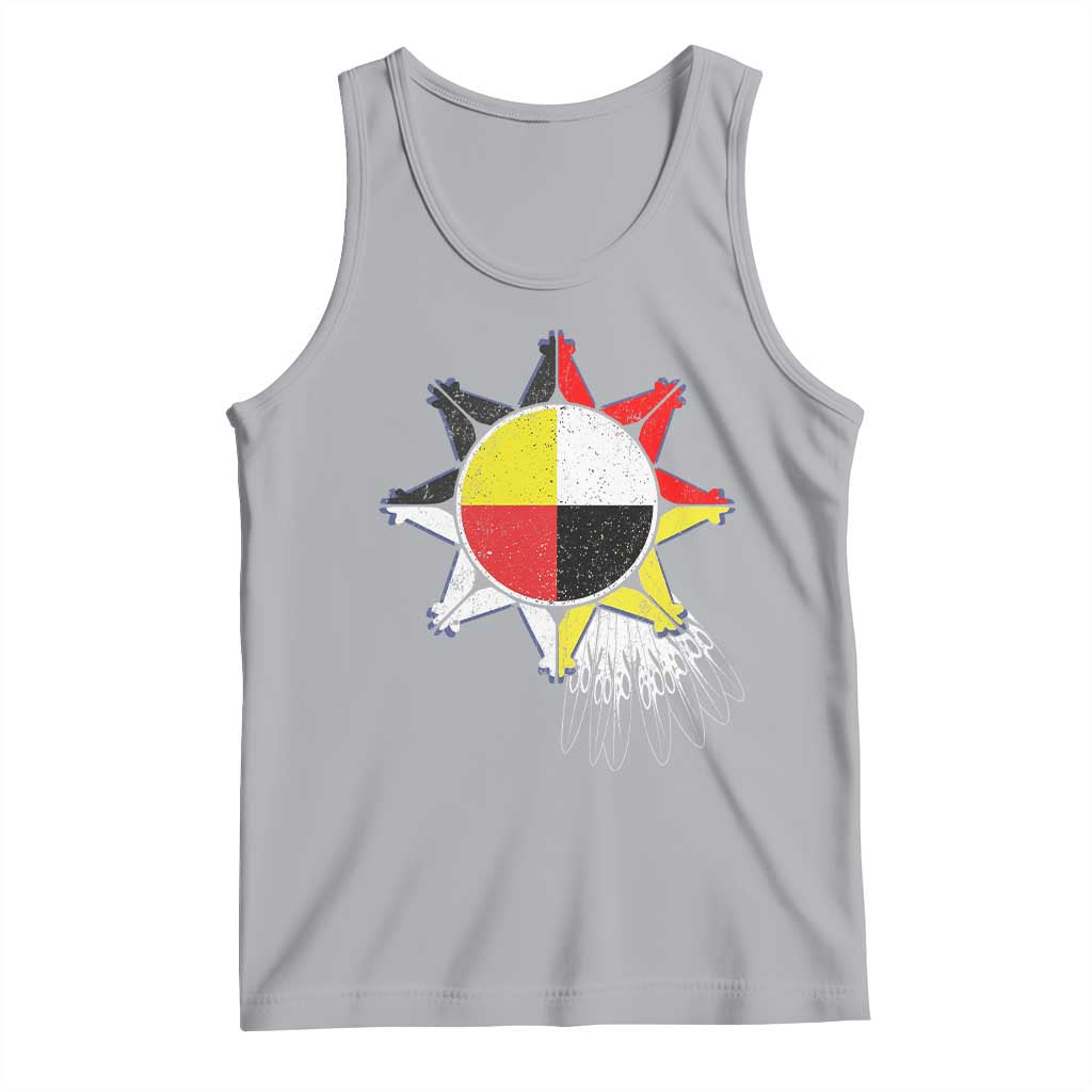 Oglala Lakota Native American Medicine Wheel Feathers Tank Top TS11 Athletic Heather Print Your Wear