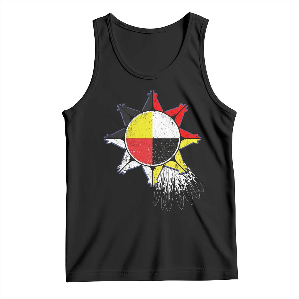 Oglala Lakota Native American Medicine Wheel Feathers Tank Top TS11 Black Print Your Wear