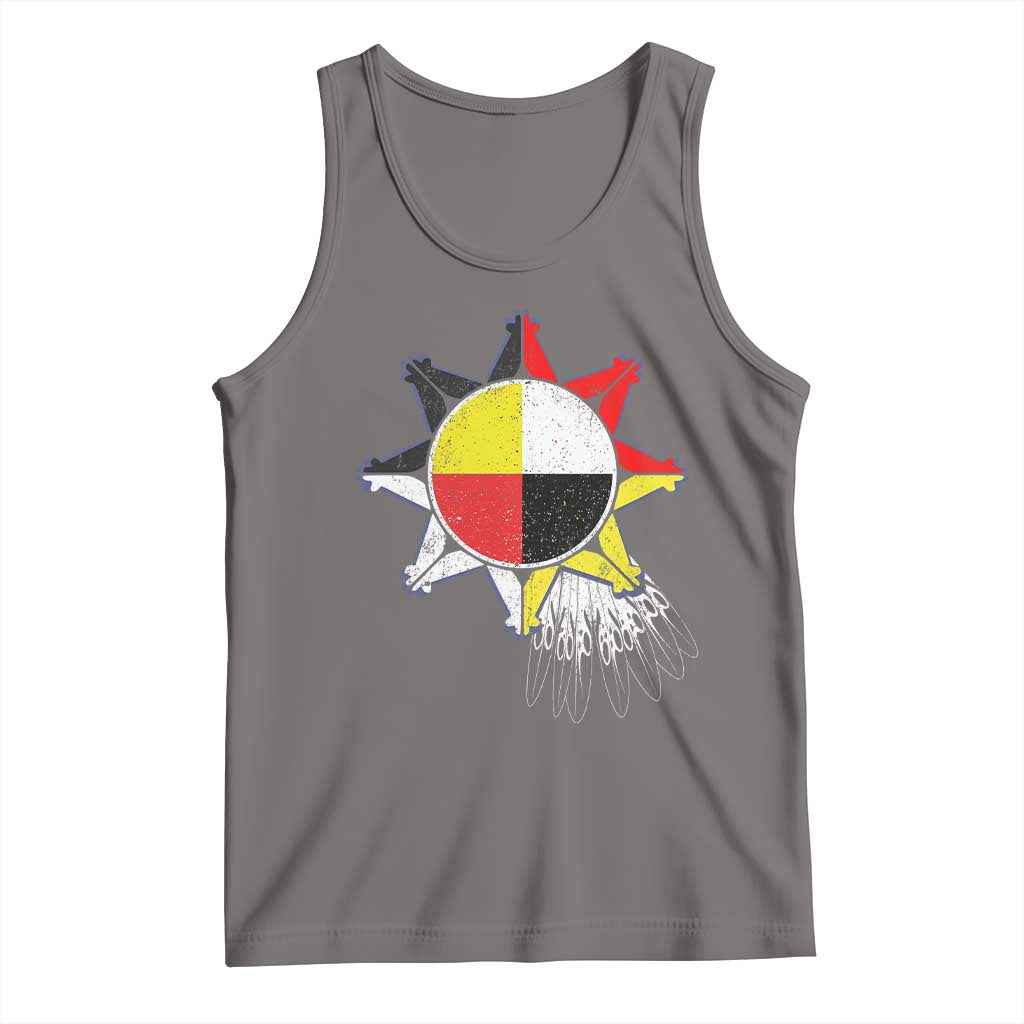 Oglala Lakota Native American Medicine Wheel Feathers Tank Top TS11 Deep Heather Print Your Wear