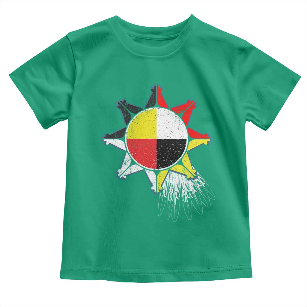 Oglala Lakota Native American Medicine Wheel Feathers Toddler T Shirt TS11 Irish Green Print Your Wear