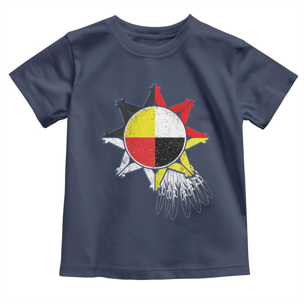 Oglala Lakota Native American Medicine Wheel Feathers Toddler T Shirt TS11 Navy Print Your Wear