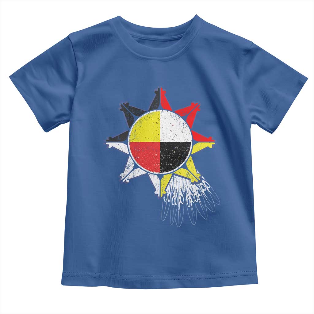 Oglala Lakota Native American Medicine Wheel Feathers Toddler T Shirt TS11 Royal Blue Print Your Wear