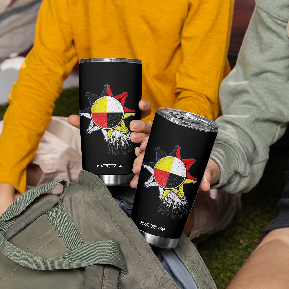 Oglala Lakota Native American Medicine Wheel Feathers Tumbler Cup TS11 Print Your Wear