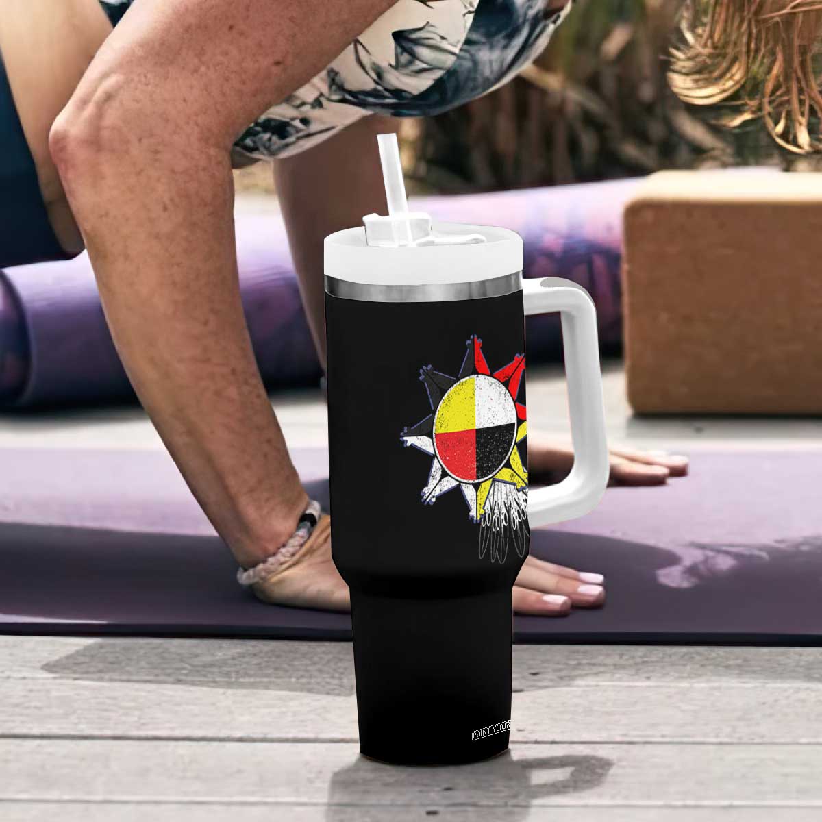 Oglala Lakota Native American Medicine Wheel Feathers Tumbler With Handle TS11 Print Your Wear