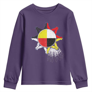 Oglala Lakota Native American Medicine Wheel Feathers Youth Sweatshirt TS11 Purple Print Your Wear