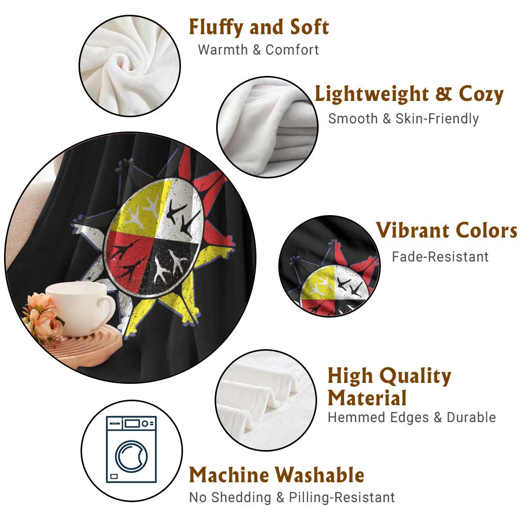 Oglala Lakota Nation Medicine Wheel Native American Throw Blanket TS11 Print Your Wear