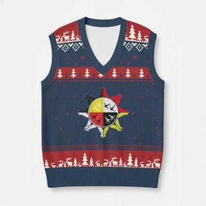 Oglala Lakota Nation Medicine Wheel Native American V-Neck Knit Sweater Vest - Print Your Wear