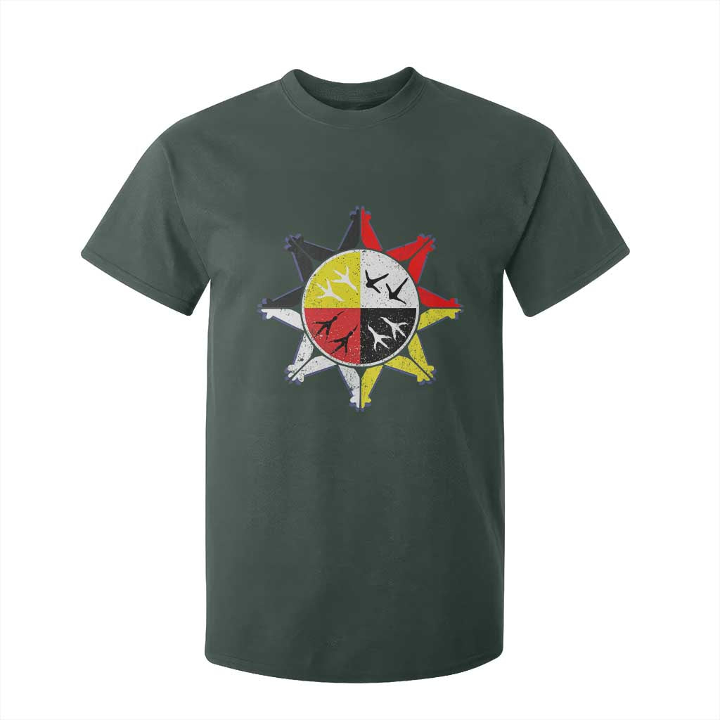 Oglala Lakota Nation Medicine Wheel Native American T Shirt For Kid TS11 Dark Forest Green Print Your Wear