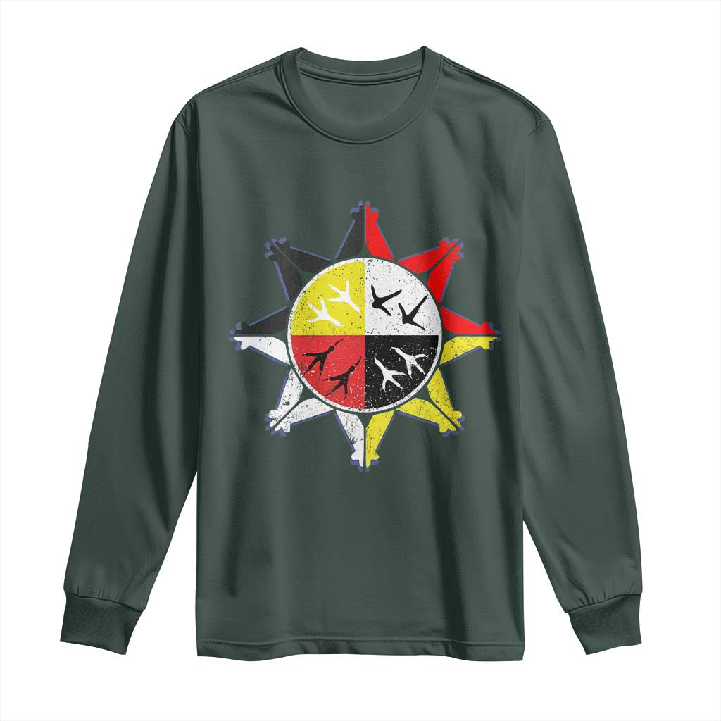 Oglala Lakota Nation Medicine Wheel Native American Long Sleeve Shirt TS11 Dark Forest Green Print Your Wear