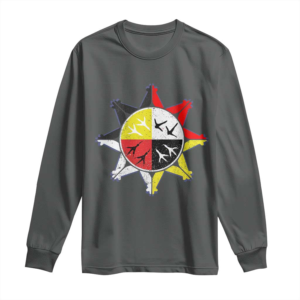 Oglala Lakota Nation Medicine Wheel Native American Long Sleeve Shirt TS11 Dark Heather Print Your Wear
