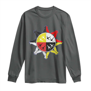 Oglala Lakota Nation Medicine Wheel Native American Long Sleeve Shirt TS11 Dark Heather Print Your Wear