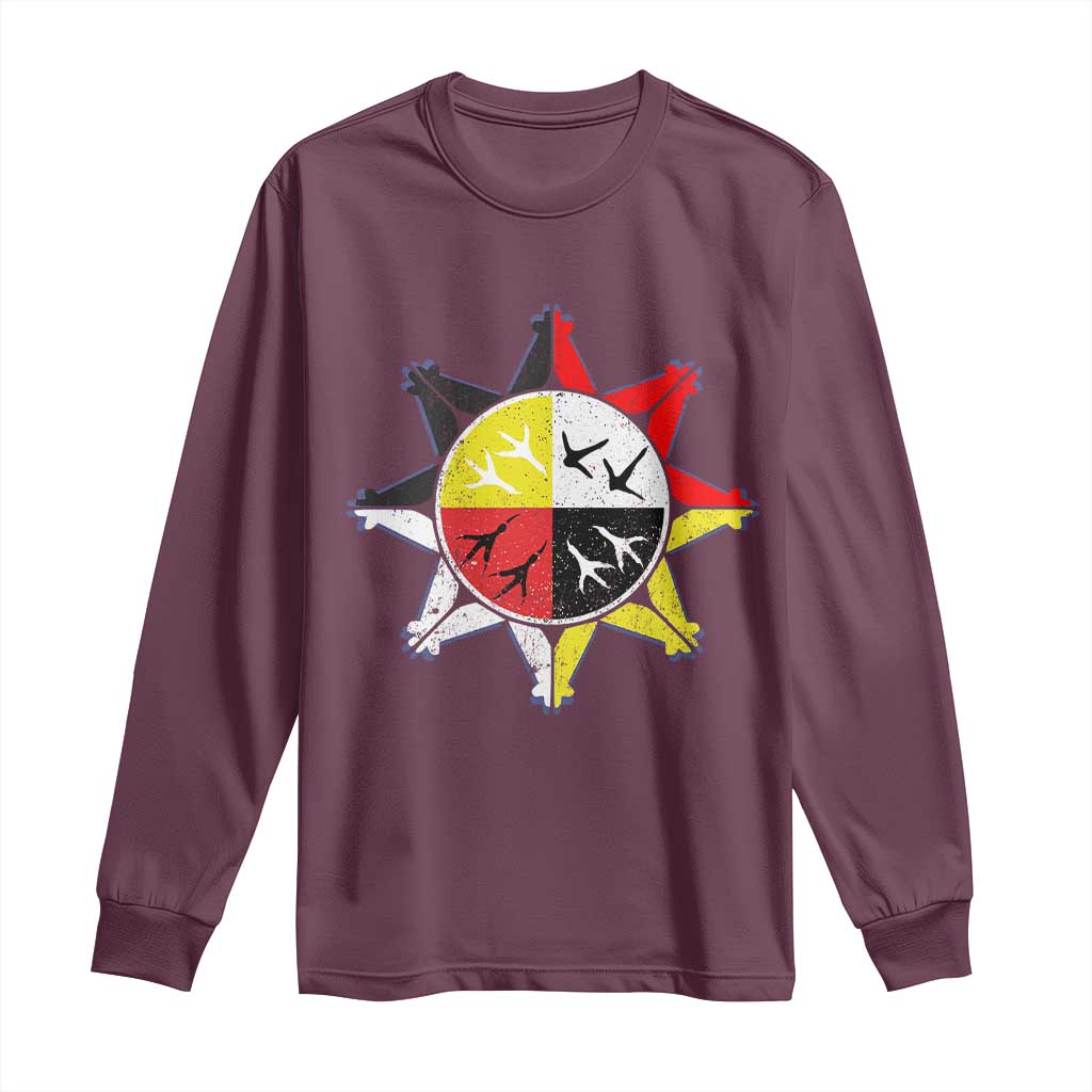Oglala Lakota Nation Medicine Wheel Native American Long Sleeve Shirt TS11 Maroon Print Your Wear