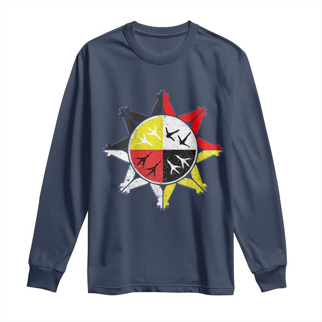 Oglala Lakota Nation Medicine Wheel Native American Long Sleeve Shirt TS11 Navy Print Your Wear