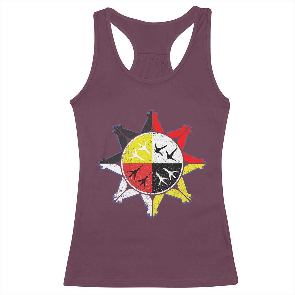 Oglala Lakota Nation Medicine Wheel Native American Racerback Tank Top TS11 Maroon Print Your Wear