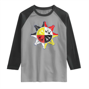Oglala Lakota Nation Medicine Wheel Native American Raglan Shirt TS11 Sport Gray Black Print Your Wear