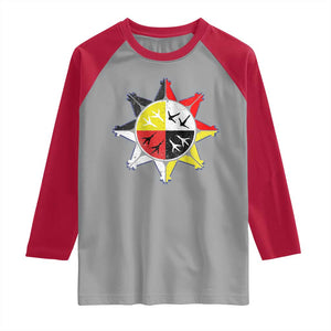 Oglala Lakota Nation Medicine Wheel Native American Raglan Shirt TS11 Sport Gray Red Print Your Wear
