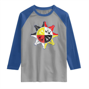 Oglala Lakota Nation Medicine Wheel Native American Raglan Shirt TS11 Sport Gray Royal Print Your Wear