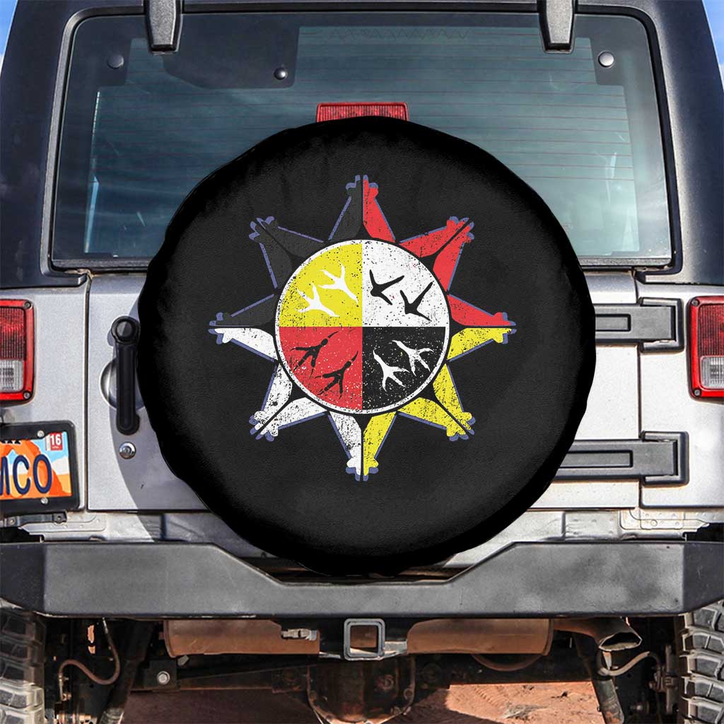 Oglala Lakota Nation Medicine Wheel Native American Spare Tire Cover TS11 No hole Black Print Your Wear