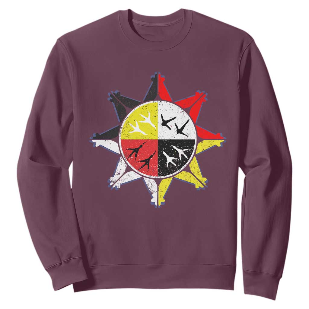 Oglala Lakota Nation Medicine Wheel Native American Sweatshirt TS11 Maroon Print Your Wear