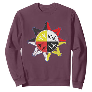 Oglala Lakota Nation Medicine Wheel Native American Sweatshirt TS11 Maroon Print Your Wear