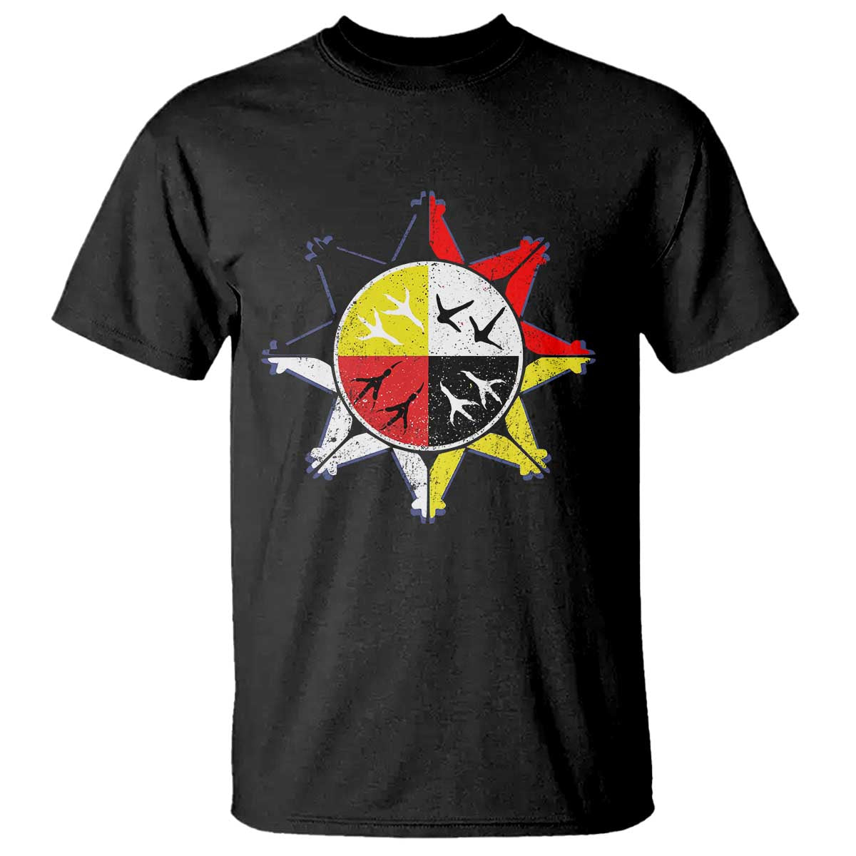 Oglala Lakota Nation Medicine Wheel Native American T Shirt TS11 Black Print Your Wear