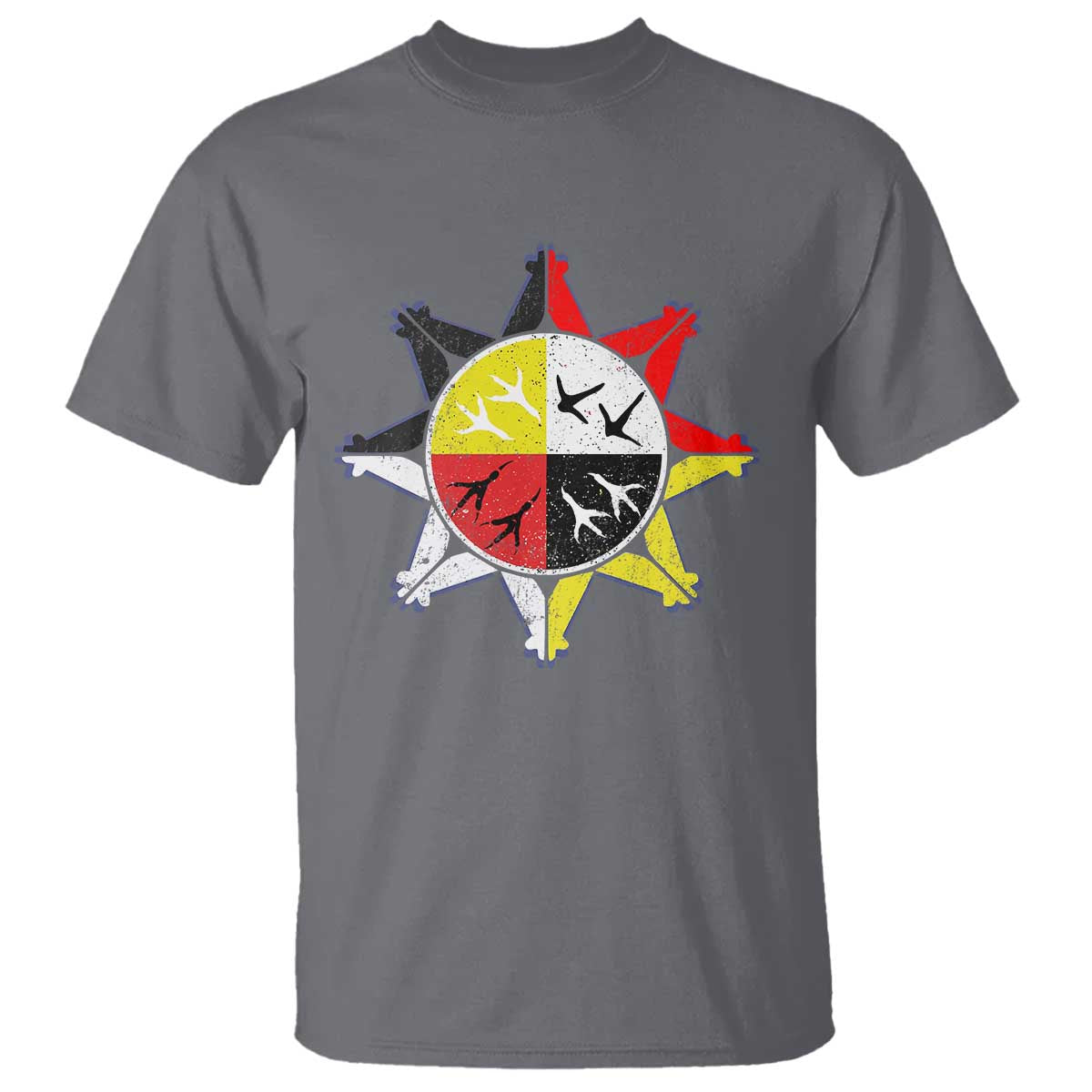 Oglala Lakota Nation Medicine Wheel Native American T Shirt TS11 Charcoal Print Your Wear