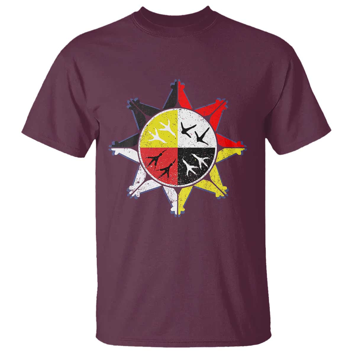 Oglala Lakota Nation Medicine Wheel Native American T Shirt TS11 Maroon Print Your Wear