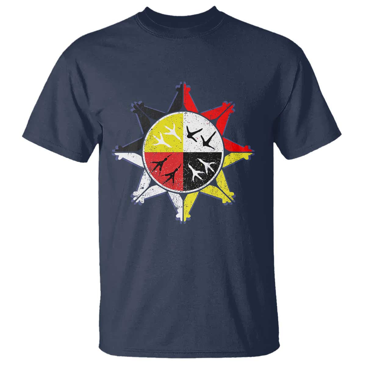 Oglala Lakota Nation Medicine Wheel Native American T Shirt TS11 Navy Print Your Wear
