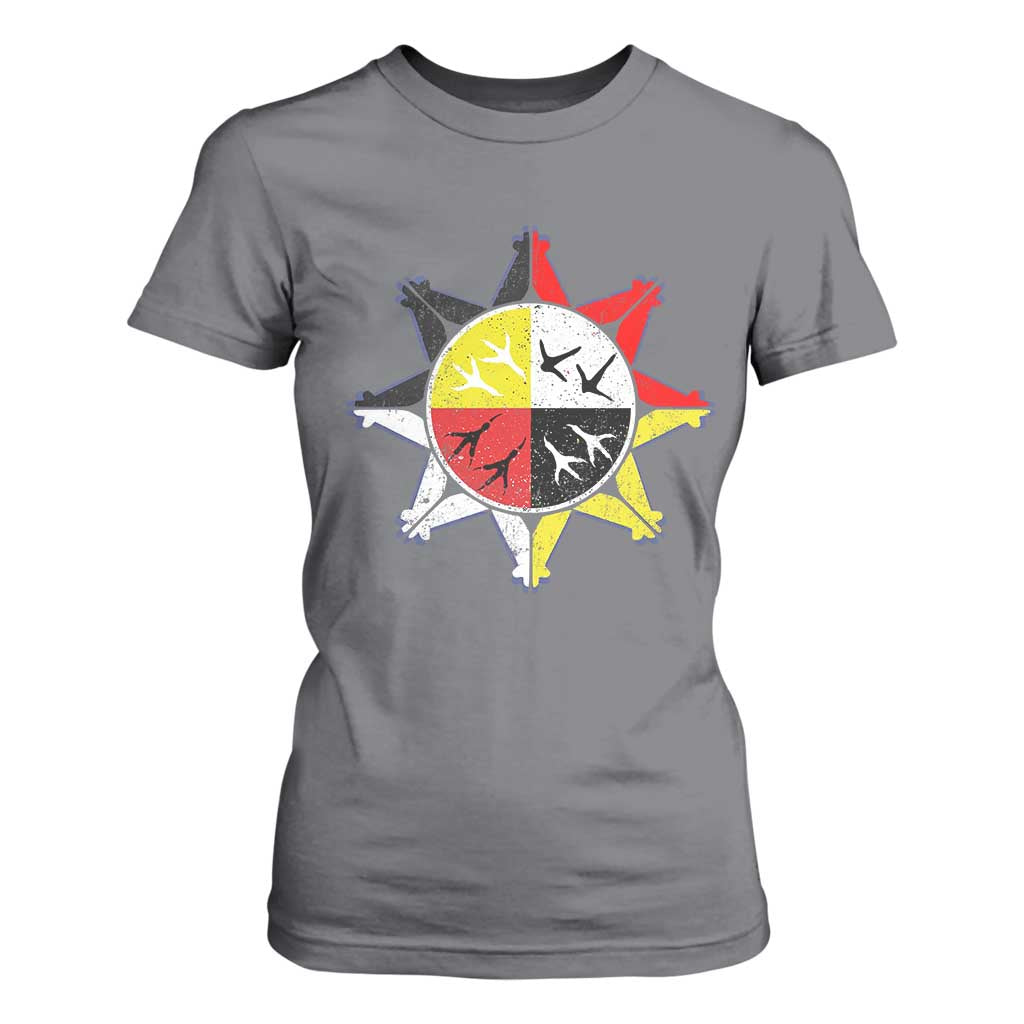 Oglala Lakota Nation Medicine Wheel Native American T Shirt For Women TS11 Charcoal Print Your Wear