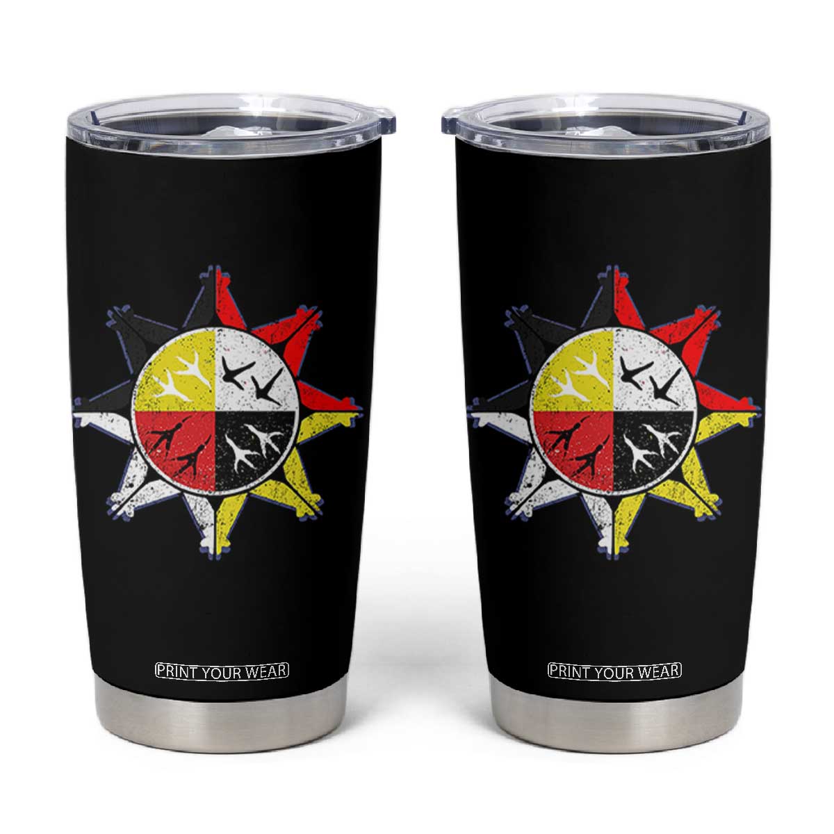 Oglala Lakota Nation Medicine Wheel Native American Tumbler Cup TS11 Black Print Your Wear