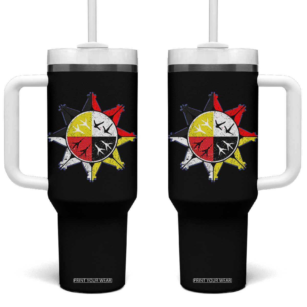 Oglala Lakota Nation Medicine Wheel Native American Tumbler With Handle TS11 One Size: 40 oz Black Print Your Wear