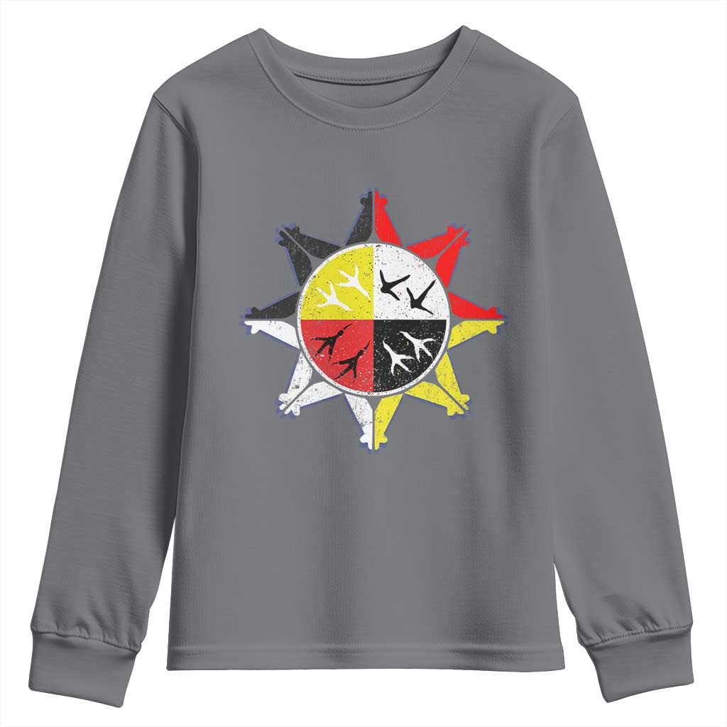 Oglala Lakota Nation Medicine Wheel Native American Youth Sweatshirt TS11 Charcoal Print Your Wear