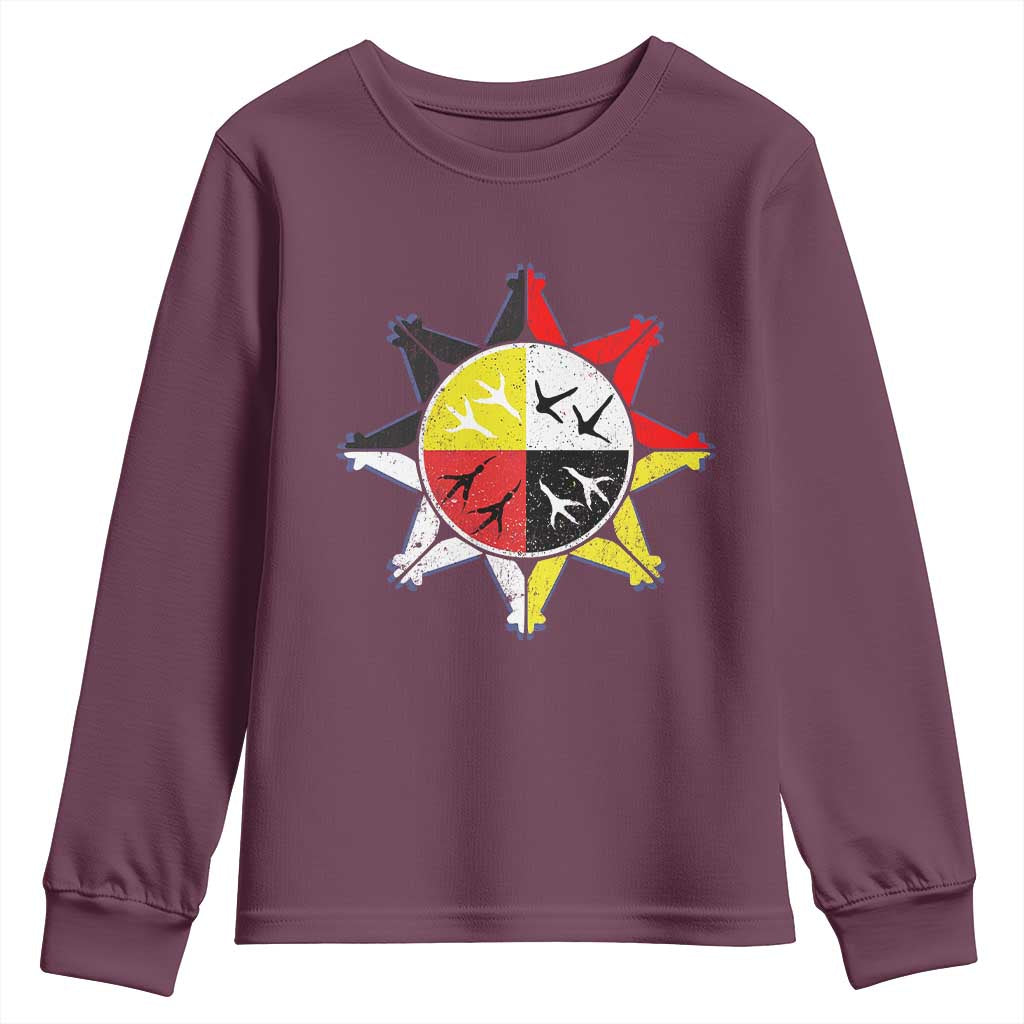 Oglala Lakota Nation Medicine Wheel Native American Youth Sweatshirt TS11 Maroon Print Your Wear