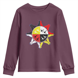 Oglala Lakota Nation Medicine Wheel Native American Youth Sweatshirt TS11 Maroon Print Your Wear