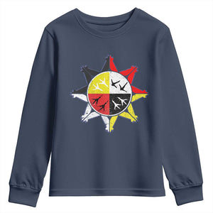 Oglala Lakota Nation Medicine Wheel Native American Youth Sweatshirt TS11 Navy Print Your Wear
