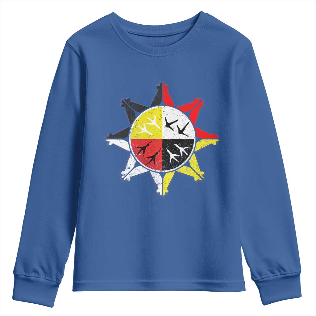 Oglala Lakota Nation Medicine Wheel Native American Youth Sweatshirt TS11 Royal Blue Print Your Wear