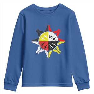 Oglala Lakota Nation Medicine Wheel Native American Youth Sweatshirt TS11 Royal Blue Print Your Wear