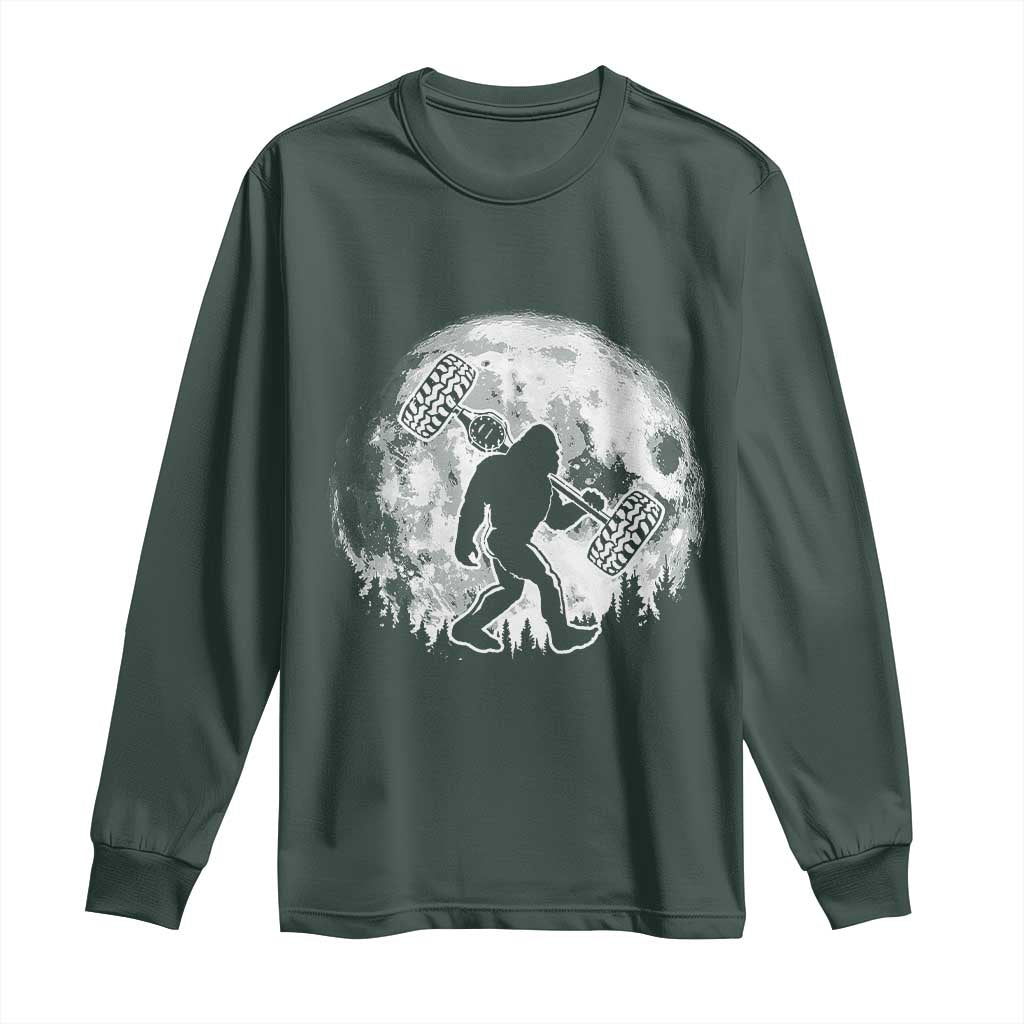 Funny Bigfoot Offroad Car Night Stroll Adventure Long Sleeve Shirt TS11 Dark Forest Green Print Your Wear
