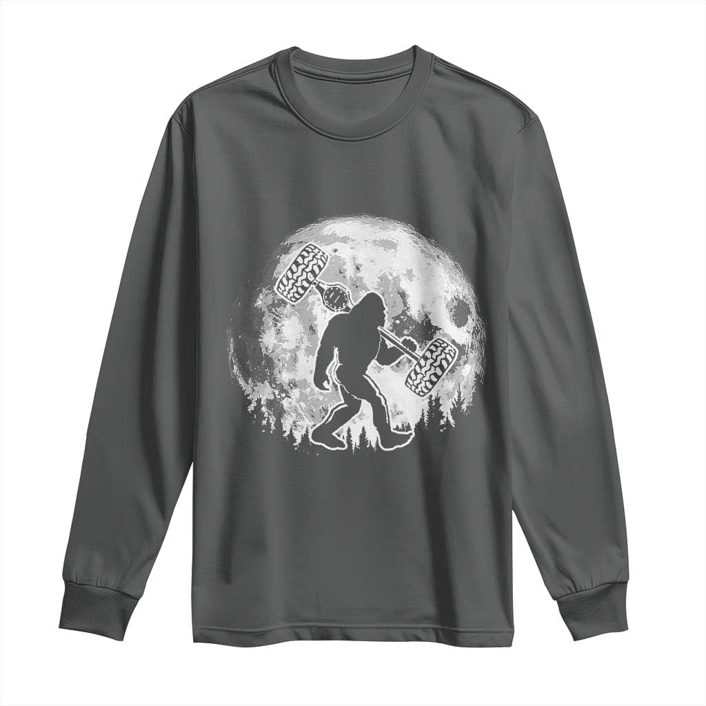 Funny Bigfoot Offroad Car Night Stroll Adventure Long Sleeve Shirt TS11 Dark Heather Print Your Wear