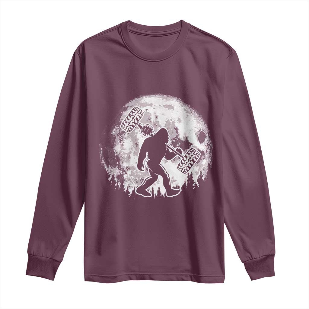Funny Bigfoot Offroad Car Night Stroll Adventure Long Sleeve Shirt TS11 Maroon Print Your Wear