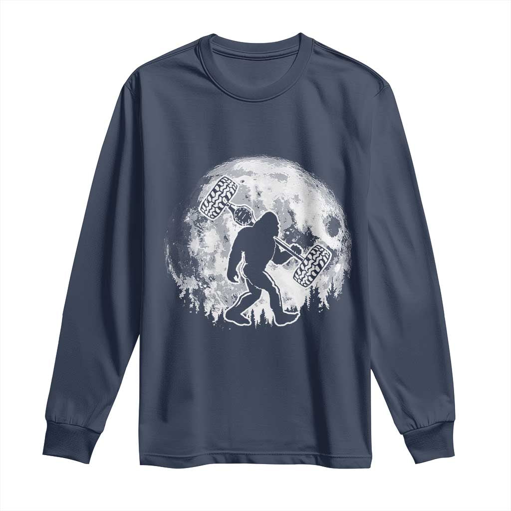 Funny Bigfoot Offroad Car Night Stroll Adventure Long Sleeve Shirt TS11 Navy Print Your Wear