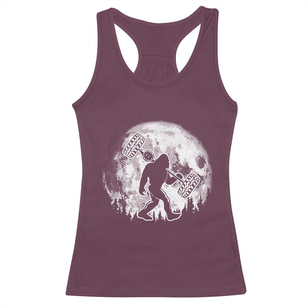 Funny Bigfoot Offroad Car Night Stroll Adventure Racerback Tank Top TS11 Maroon Print Your Wear