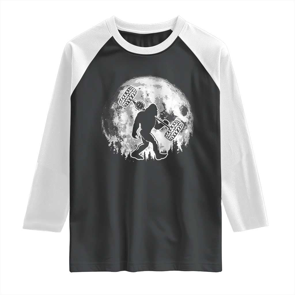 Funny Bigfoot Offroad Car Night Stroll Adventure Raglan Shirt TS11 Black White Print Your Wear