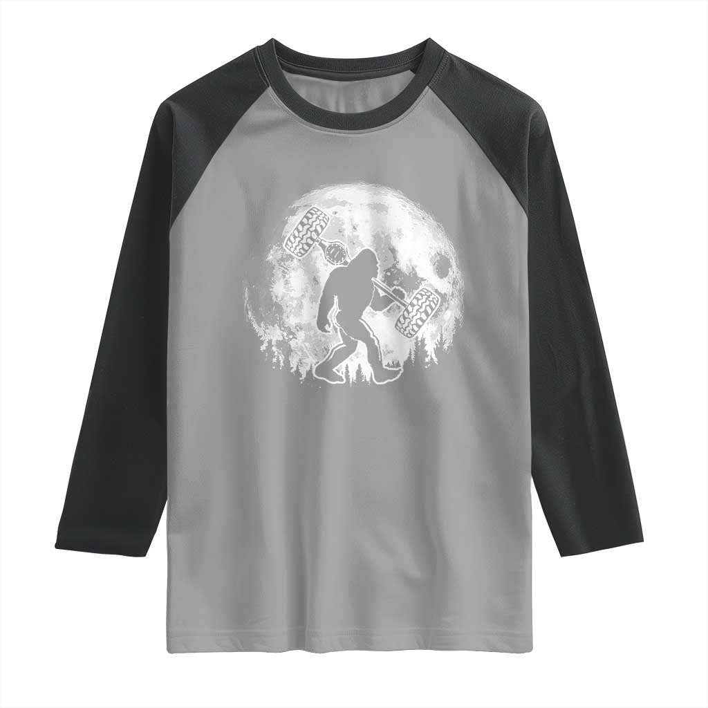 Funny Bigfoot Offroad Car Night Stroll Adventure Raglan Shirt TS11 Sport Gray Black Print Your Wear