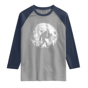 Funny Bigfoot Offroad Car Night Stroll Adventure Raglan Shirt TS11 Sport Gray Navy Print Your Wear