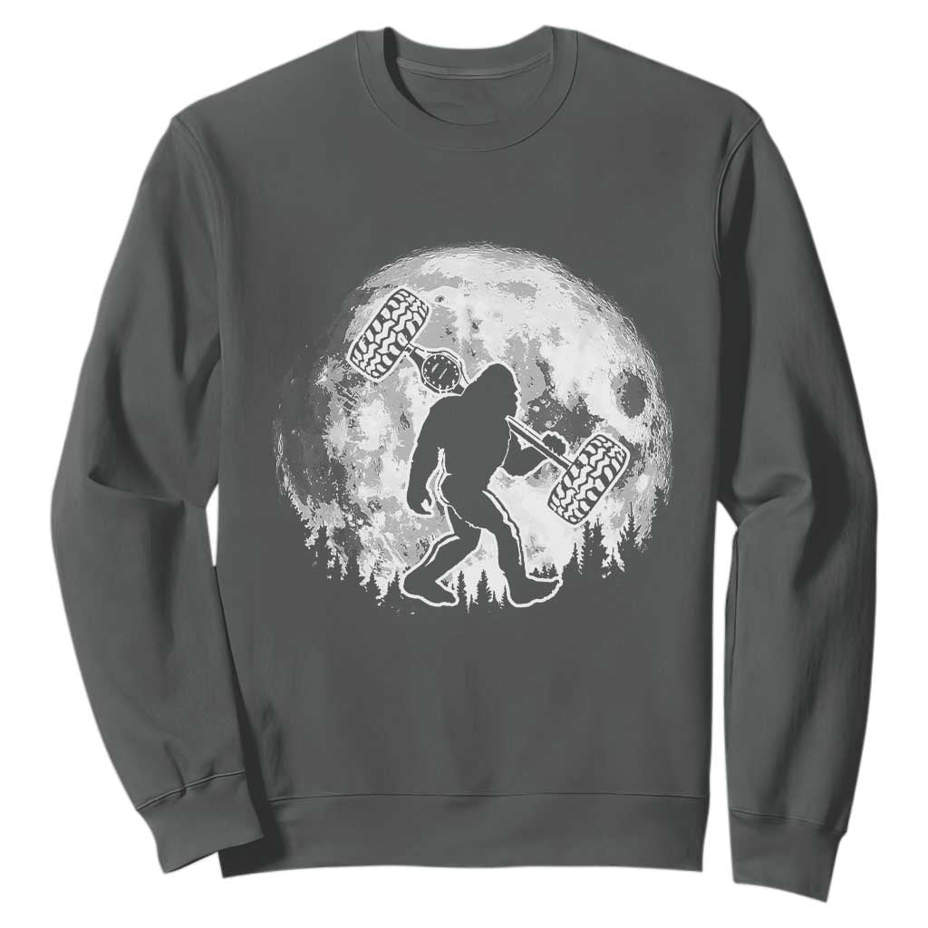 Funny Bigfoot Offroad Car Night Stroll Adventure Sweatshirt TS11 Dark Heather Print Your Wear